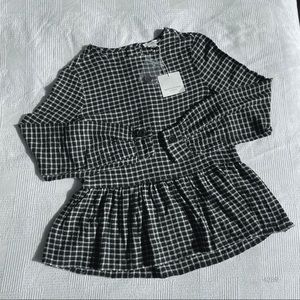 Beachlunchlounge NWT Black/White Gingham Peplum Blouse Top XS